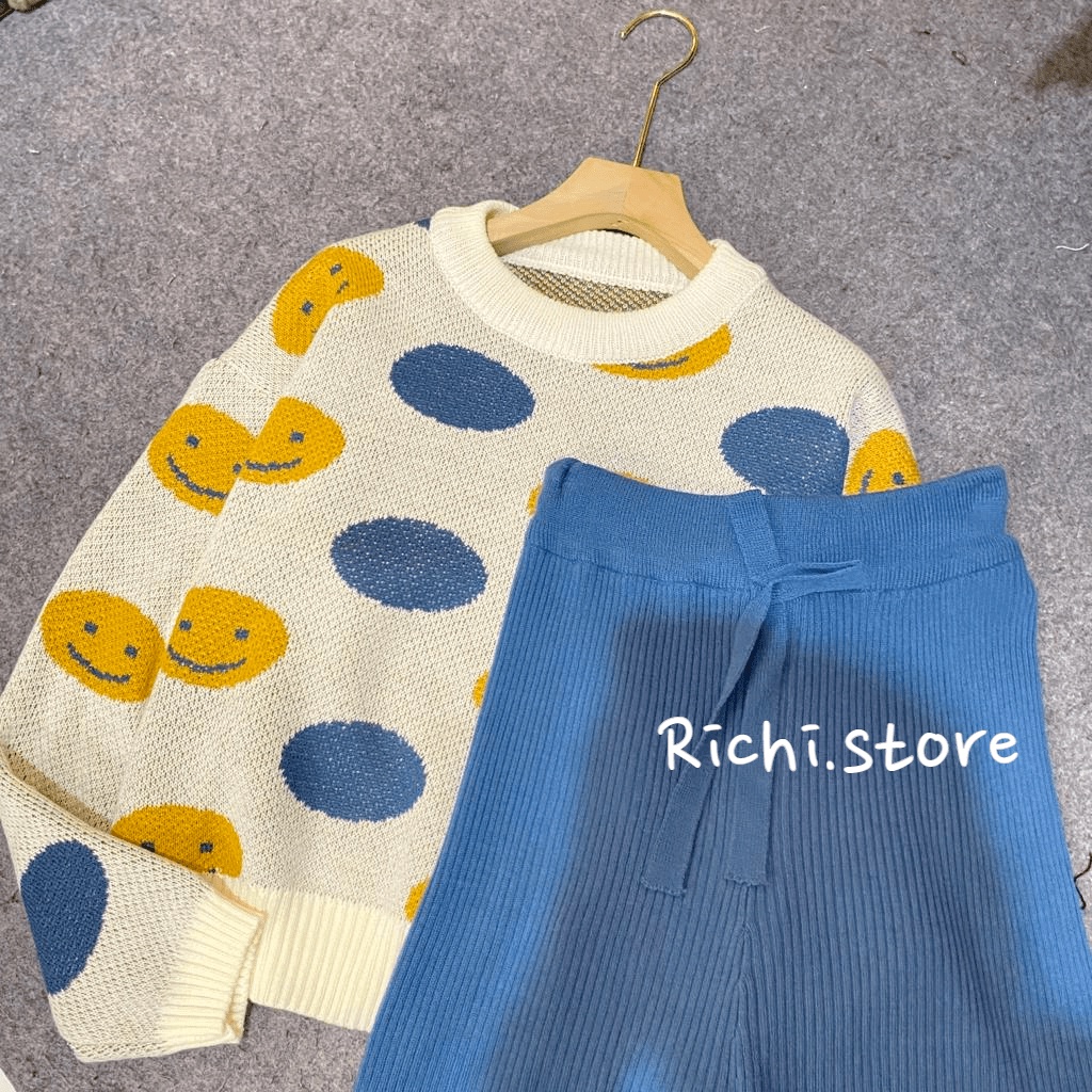 ONE SET KULOT RAJUT AYUNDA SWEATER SMILE (CELANA+SWEATER)