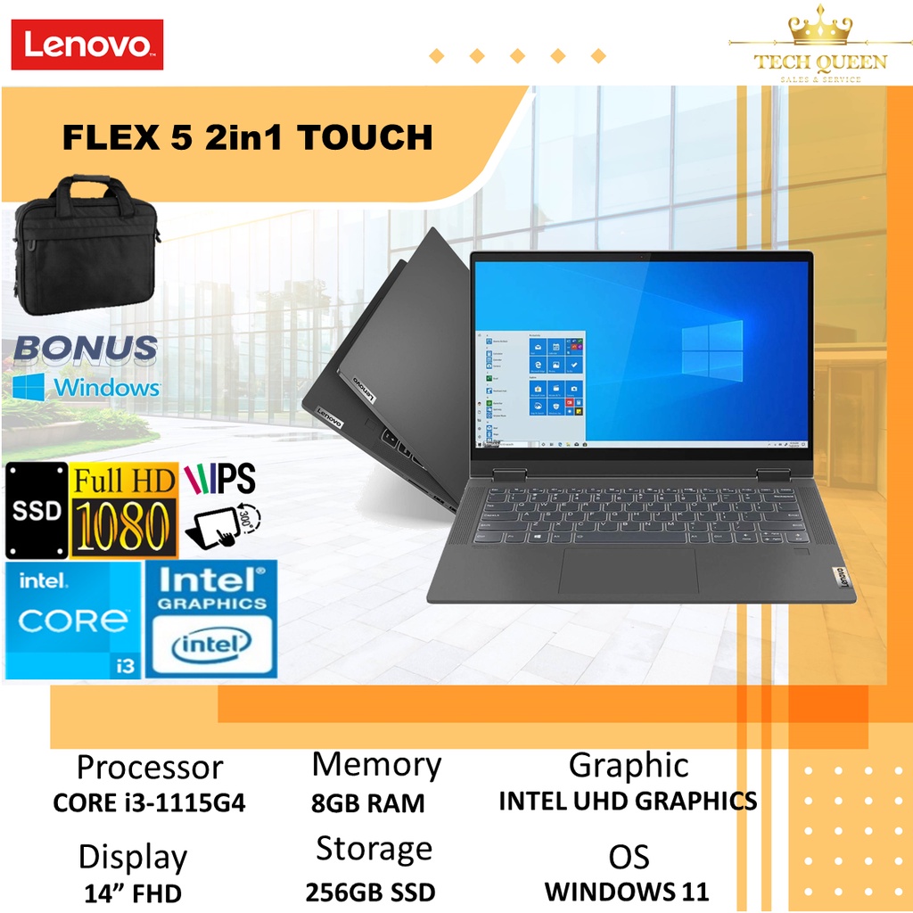 LENOVO FLEX 5 14 2IN1 TOUCH -  I3 1115G4 8GB 256SSD WINDOWS11 14.0 INCHI FHD IPS