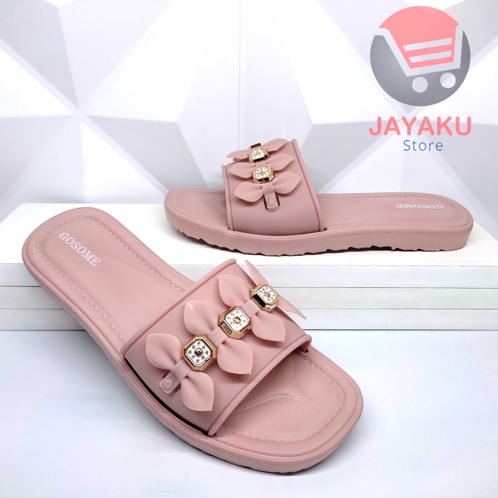 Sandal GOSOME 619M Flat Slop Wanita Sendal Jelly Slide Selop Cewek Perempuan