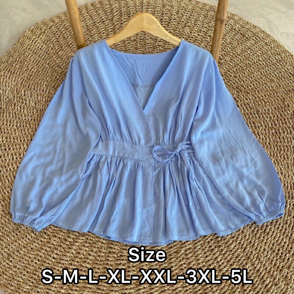 Blossom Atasan Wanita Blouse Model Kimono Outer Jumbo Bigsize Ukuran S M L XL XXL 3XL 5L Putih Hitam