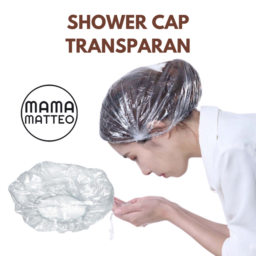 Shower Cap Transparan / Topi Keramas Bening / Pelindung Kepala Mandi / Penutup Rambut Hotel Anti Air Bahan Plastik