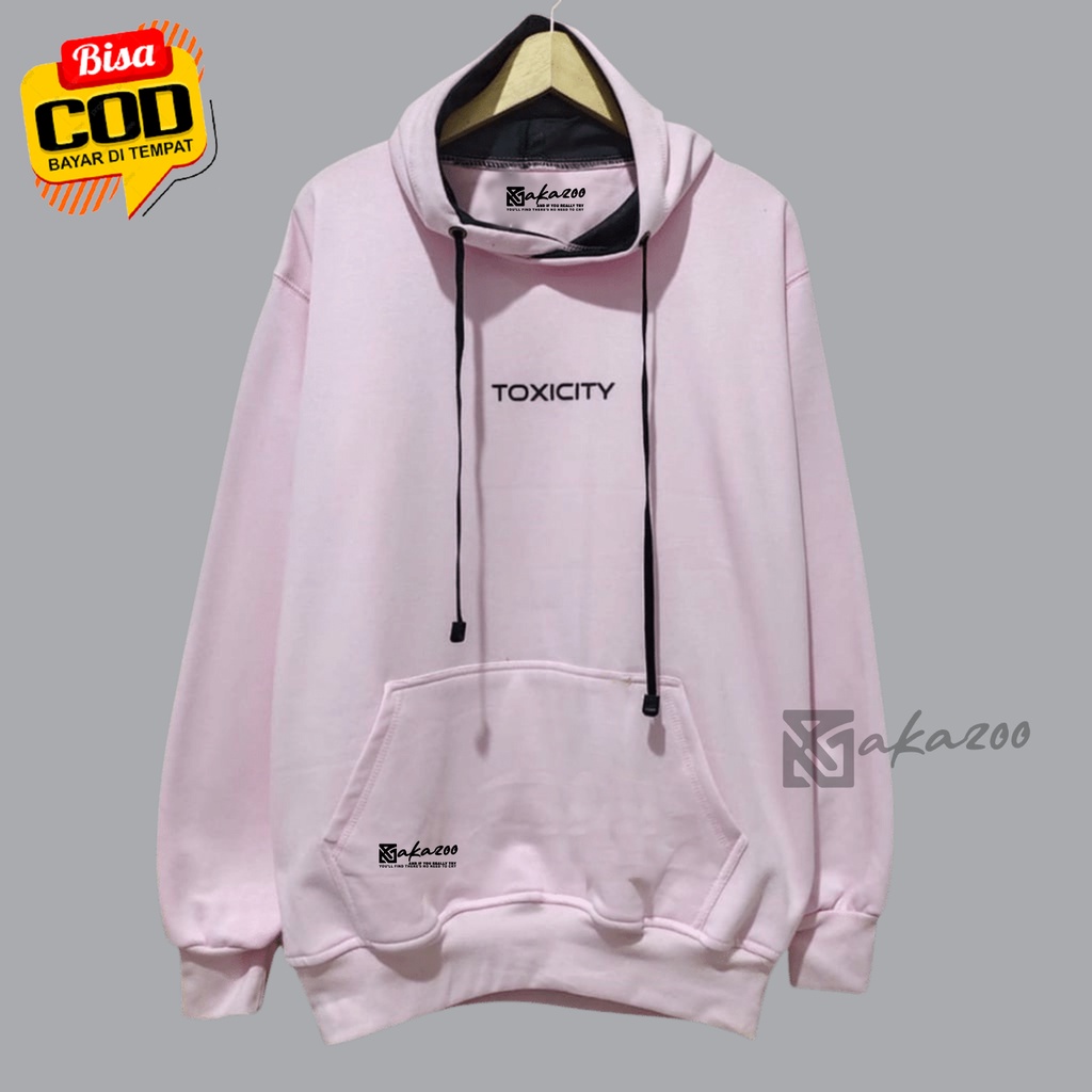 ziper hoodie pria original Sablon TOXICITY Warna Pink sweater pria distro jumbo hoodie oversize korean style pria hoodie akazoo