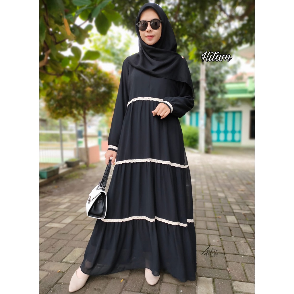 Gamis Ceruty Babydoll Renda Susun/ Gamis Ceruty Babydoll