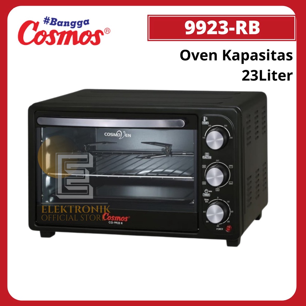 Cosmos CO9923RB Oven Listrik 23L BBQ Rotisserie 6 Pilihan Elemen Pemanas Stainless Steel Low Wattage