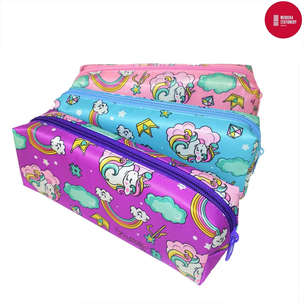 

Pencil Case/Tempat/Kotak/Tepak Pensil Kain Resleting Unicorn Murah H837