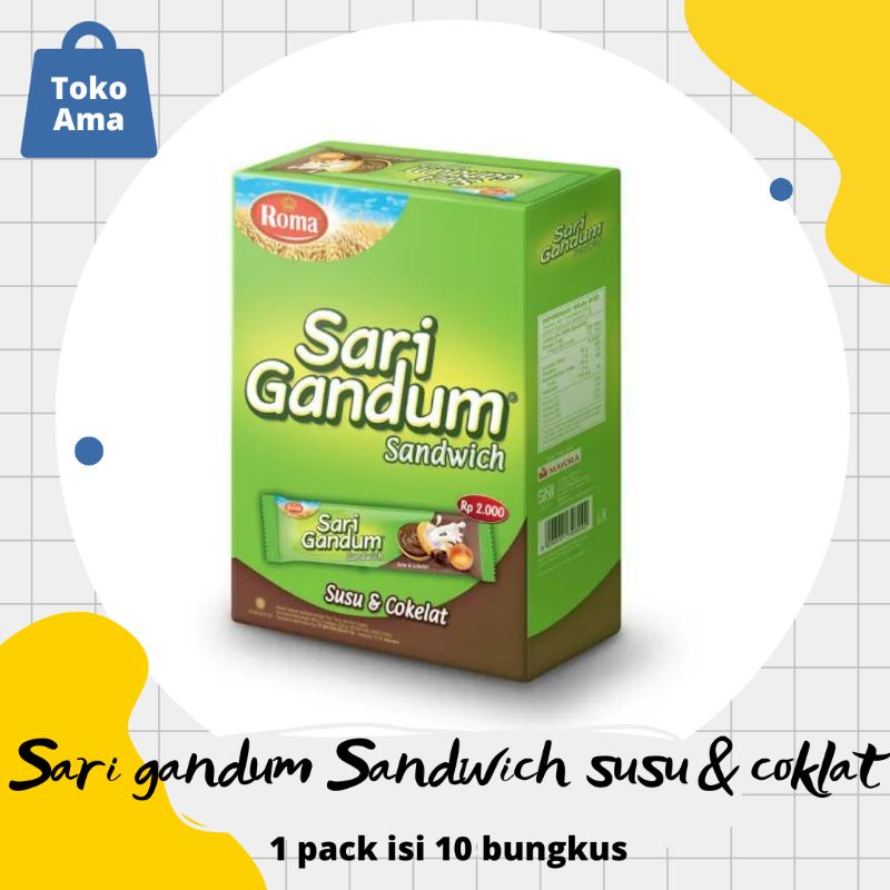 

[ Harga grosir] Sari gandum roma sandwich coklat 1 box isi 12 pcs