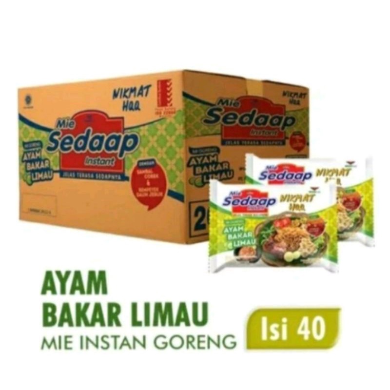 1 DUS - Sedaap Mie Instan Ayam Bakar Limau Sedap Goreng Karton Isi 40 Pcs