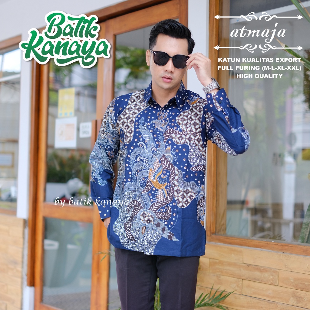 Kanaya - Kemeja Batik Pria Lengan Panjang Full Furing Bahan Katun Kualitas Ekspor ATMAJA