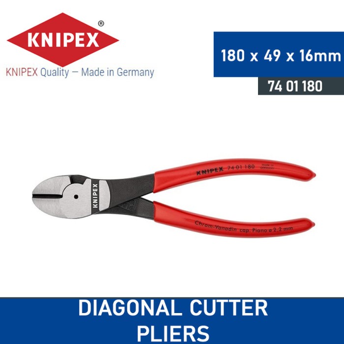 Tang Potong Tang Potong 74 01 180 Knipex High Leverage Diagonal Cutter Pliers
