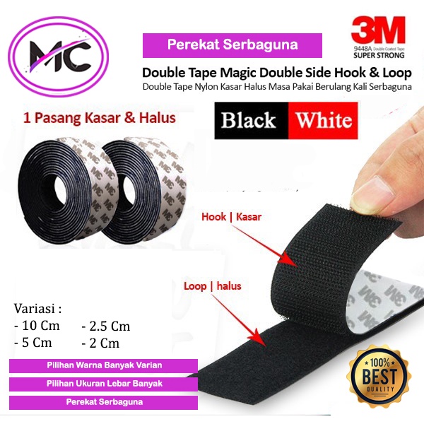 Velcro Perekat Velcro Tape Lakban Double Tape Hook and Loop Adhesive Perekat Serbaguna Magic Praktis Murah