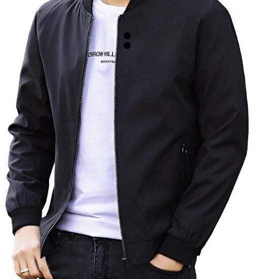 Ω JAKET PRIA / JAKETParasut Pria Hitam / Jaket BOMBER Polos Prasut Hitam Navy Ukuran M L XL XXL ☏