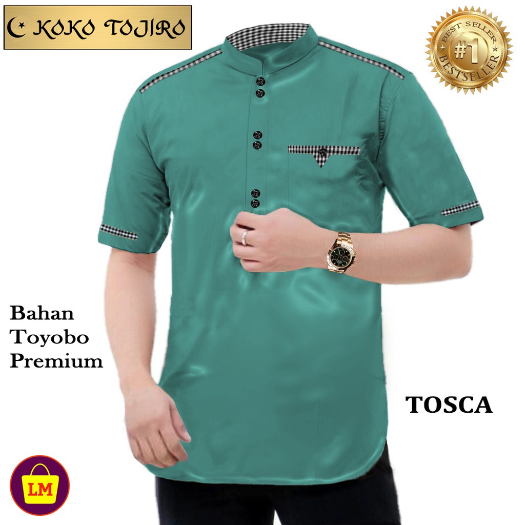 RASYID - BAJU KOKO KEMEJA KURTA PRIA DEWASA REMAJA MUSLIM KATUN TOYOBO PREMIUM LENGAN TANGAN PENDEK 