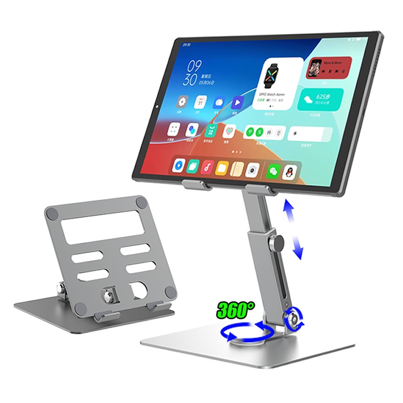 Stand iPad Holder Tablet Aluminium TRIPLEDI TD136 Dudukan Tab Desktop Standing Height Adjustable Folding Rotasi 360 Derajat Lipat POS Meja Kasir