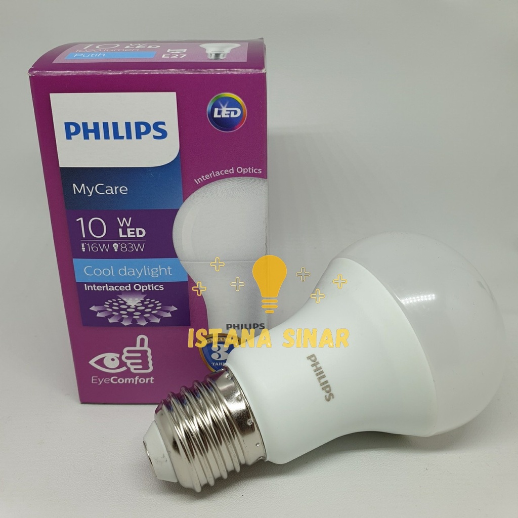 Philips LED Bulb Mycare 3w 4w 6w 8w 10w 12w 14.5w 19w E27- 6500k/putih