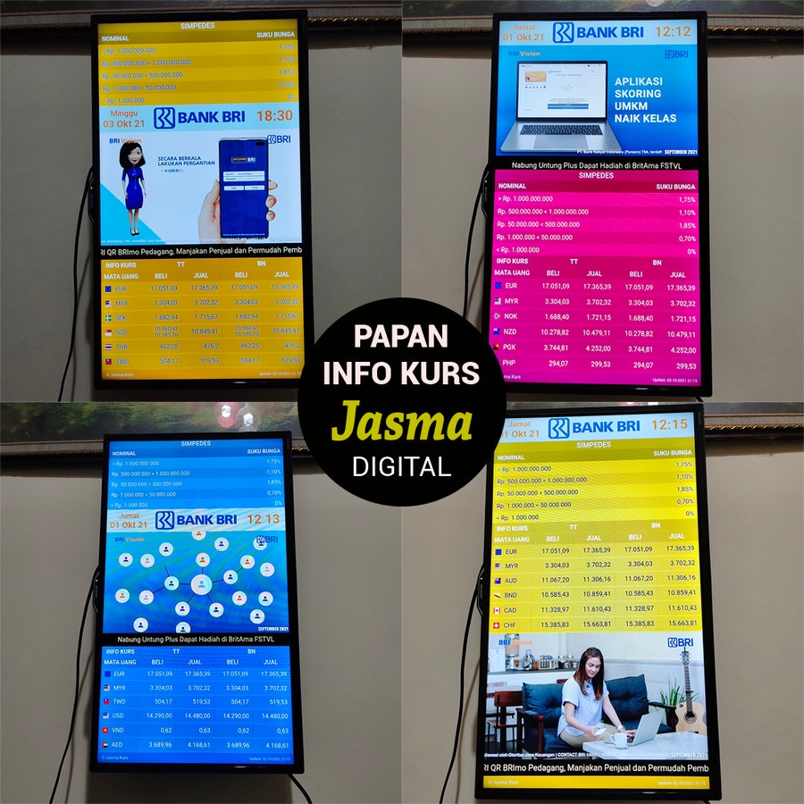Papan kurs digital, papan suku bunga, display kurs tanpa komputer
