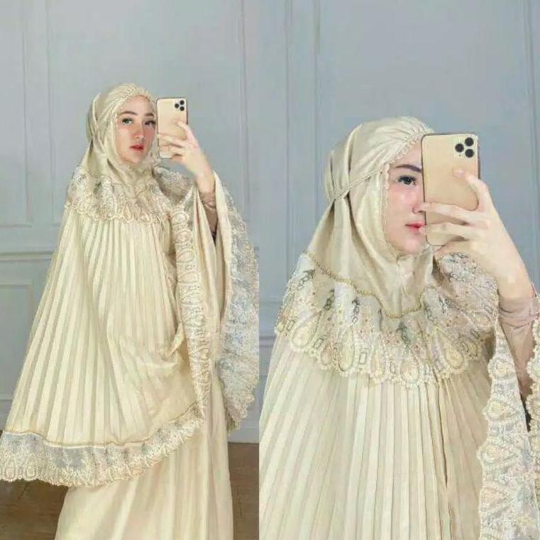 TERBARU Mukena plisket mata Swarovski dewasa