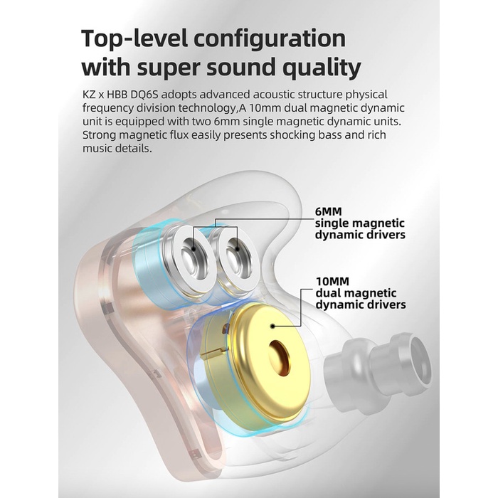 KZ X HBB DQ6S WITH MIC IN EAR HIFI DRIVER EARPHONE ALT DQ6 ZES ZEX PRO