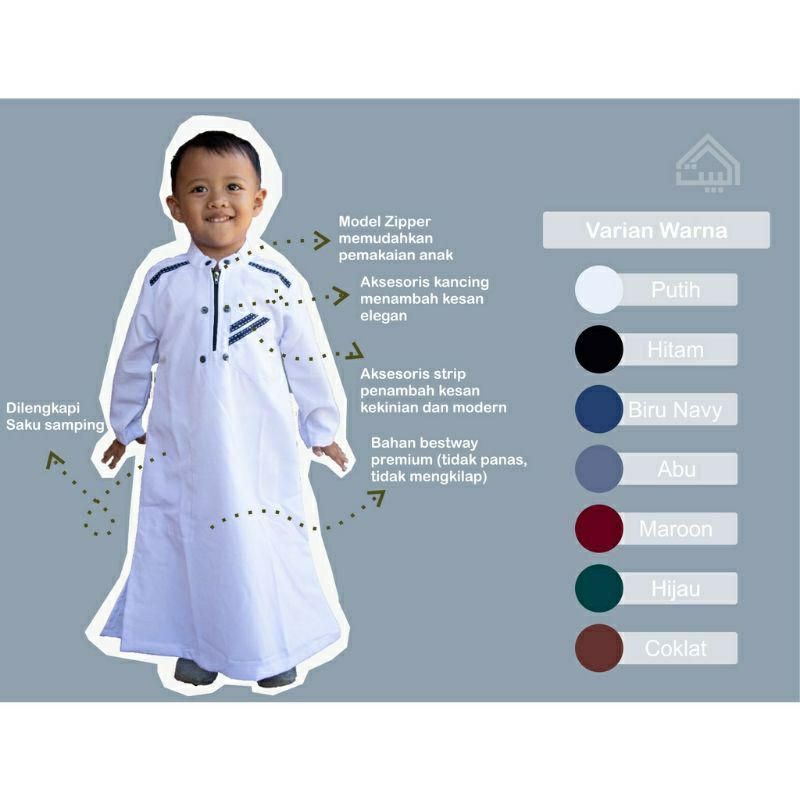 (COD)Gamis/jubah anak laki laki model Pakistan usia 2-16thn Grade A premium