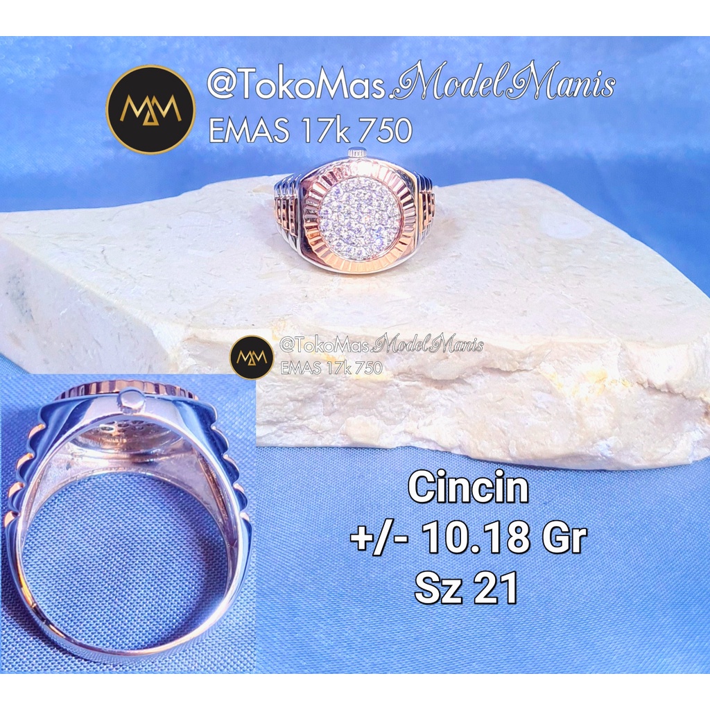 Cincin cowo emas putih 750 kadar 17 K