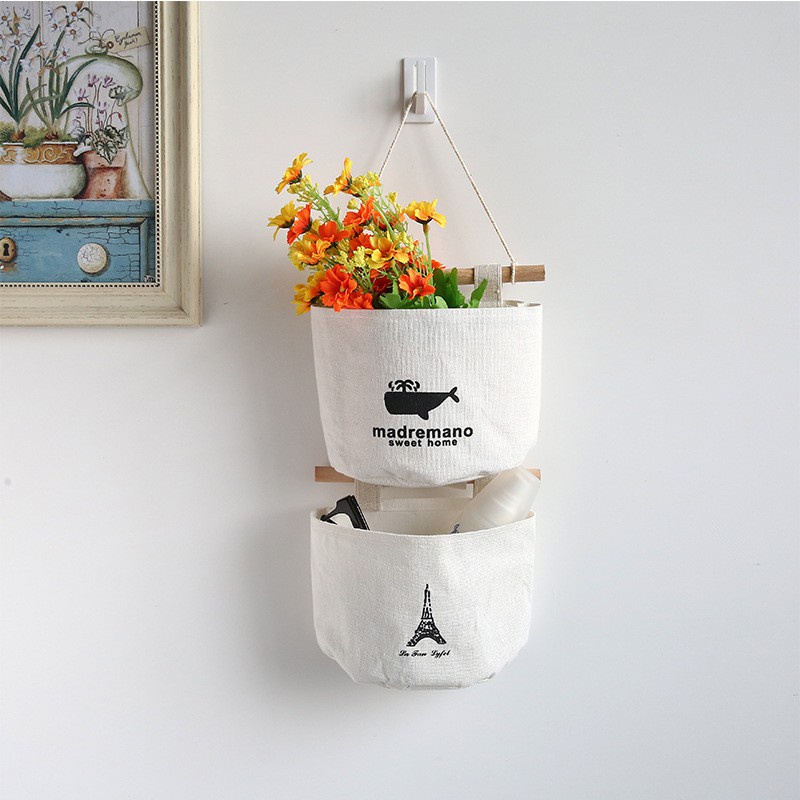 FYGALERY HL0017 Rak Gantung Mini Karakter Kucing Kanvas Hanging Organizer Cat Motif Serbaguna