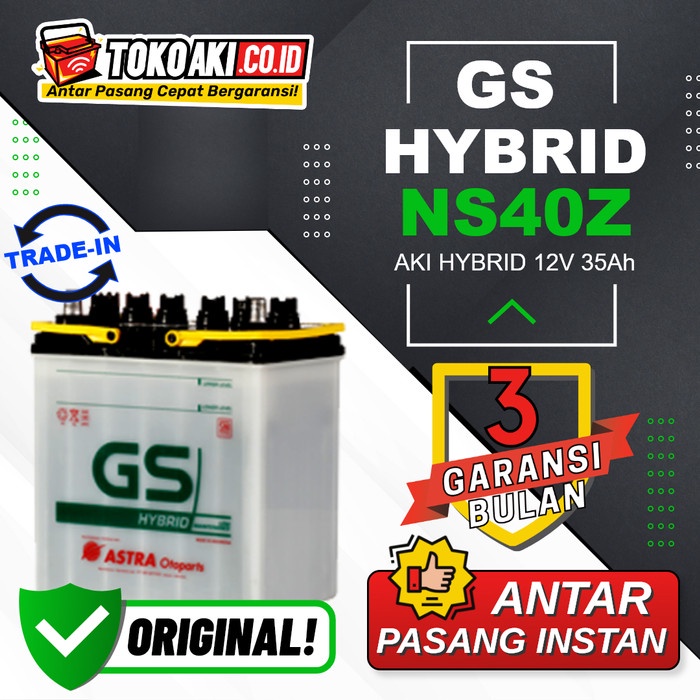 AKI AVANZA & VELOZ - GS ASTRA HYBRID NS40Z / 38B20R - 12V 35AH ORIGINAL BEST QUALITY