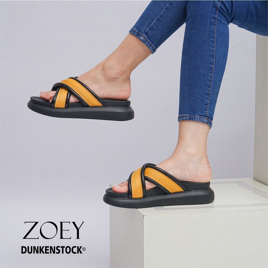 Dunkenstock Zoey Sandal Selop Wanita Model Silang Kekinian Sendal Slop Cewek Cantik Size 36-40