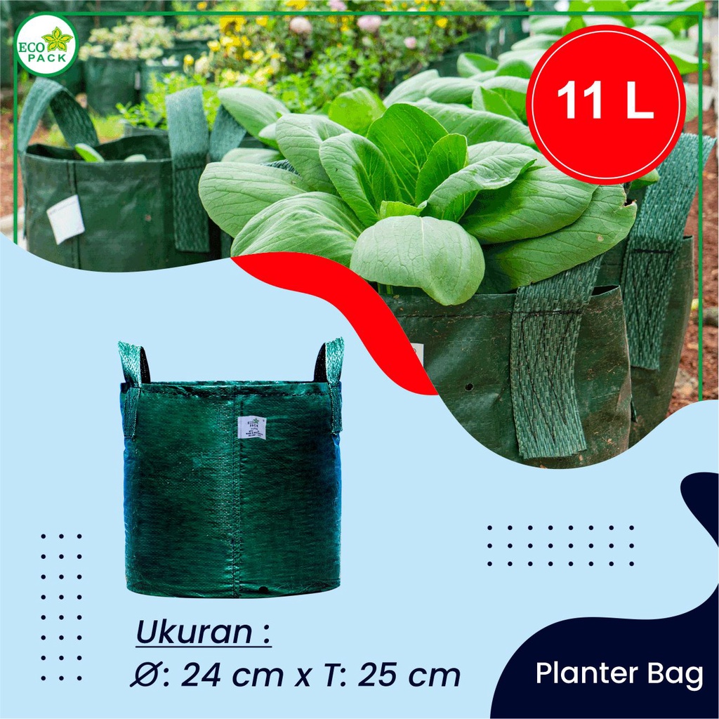 Planter Bag Eco Pack 11 Liter Grow Bag Ecopack Kualitas Premium Tabulampot
