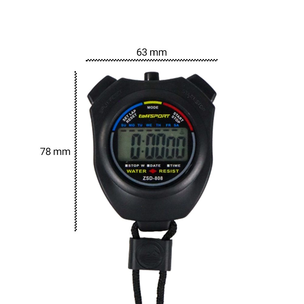 Stopwatch Profesional LCD dengan Strap - Black