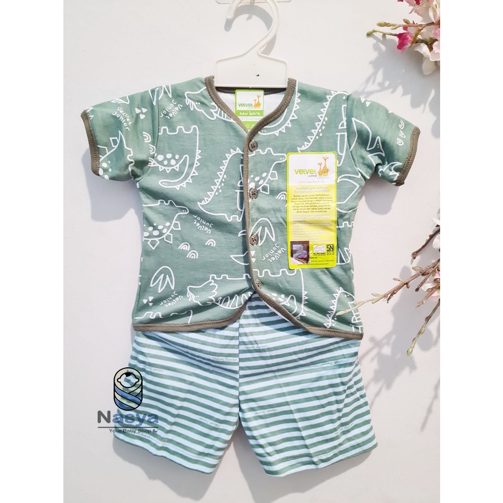 [R-004] Velvet Junior Setelan Baju Bayi Lengan pendek size new born (0-3 bln)