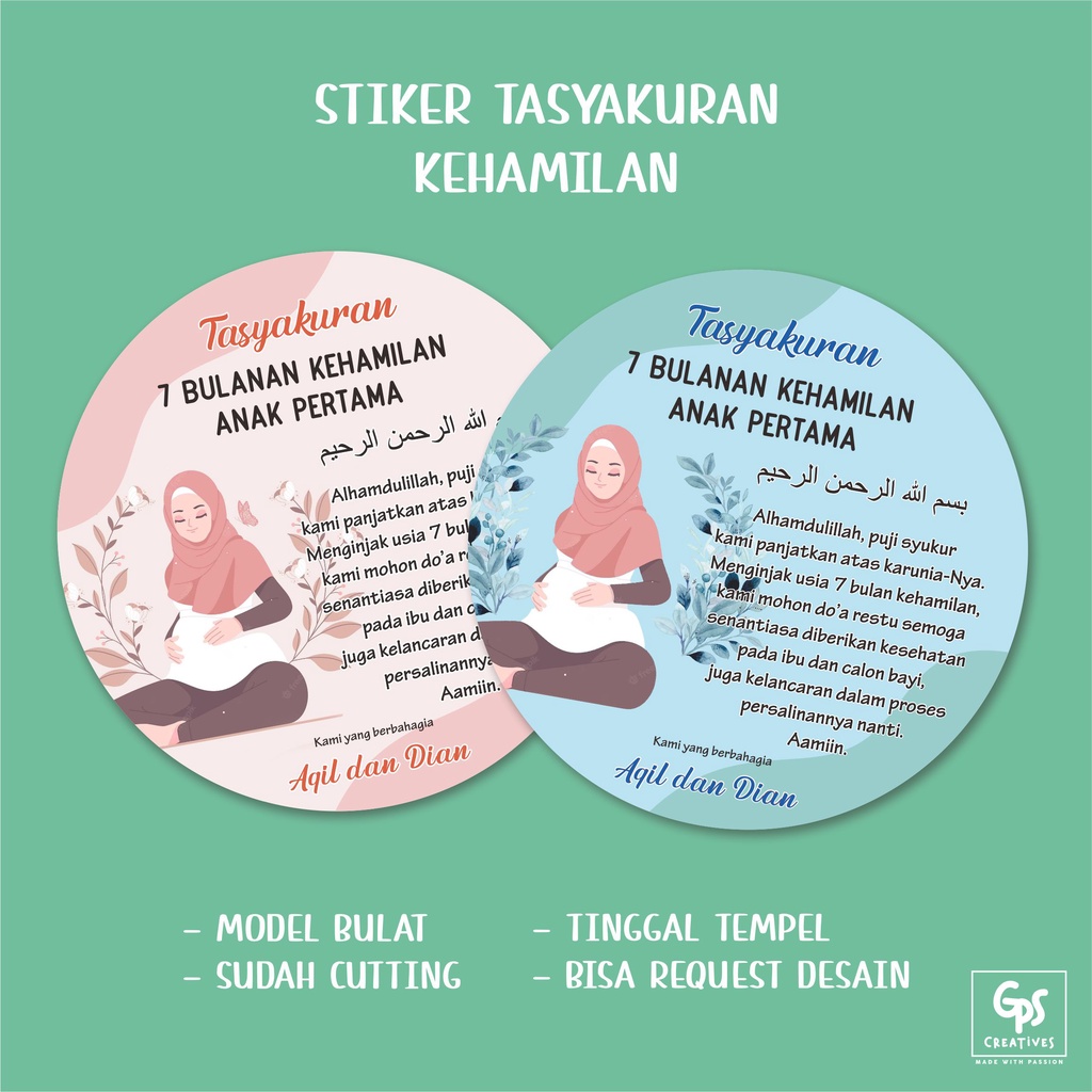 

Stiker tasyakuran Kehamilan 4 bulan 7 bulanan bulat