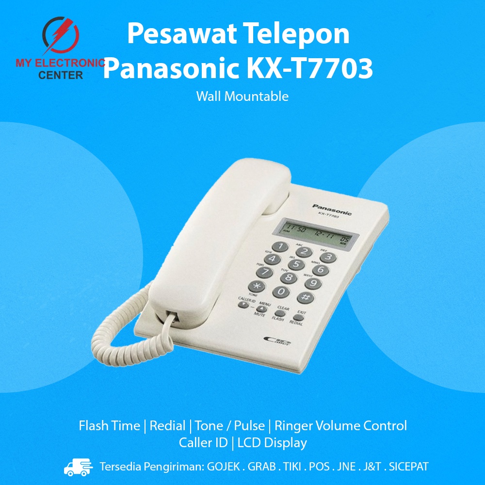 Telepon Kabel Panasonic KX-T7703 Telepon Dinding Rumah Kantor Indihome - White