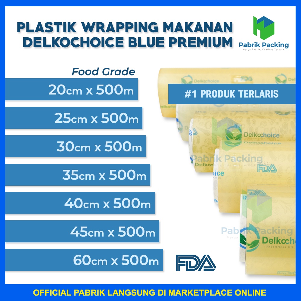 PLASTIK WRAPPING MAKANAN | FOOD WRAPPING DELKOCHOICE VARIAN BLUE / BIRU PREMIUM MURAH SATUAN