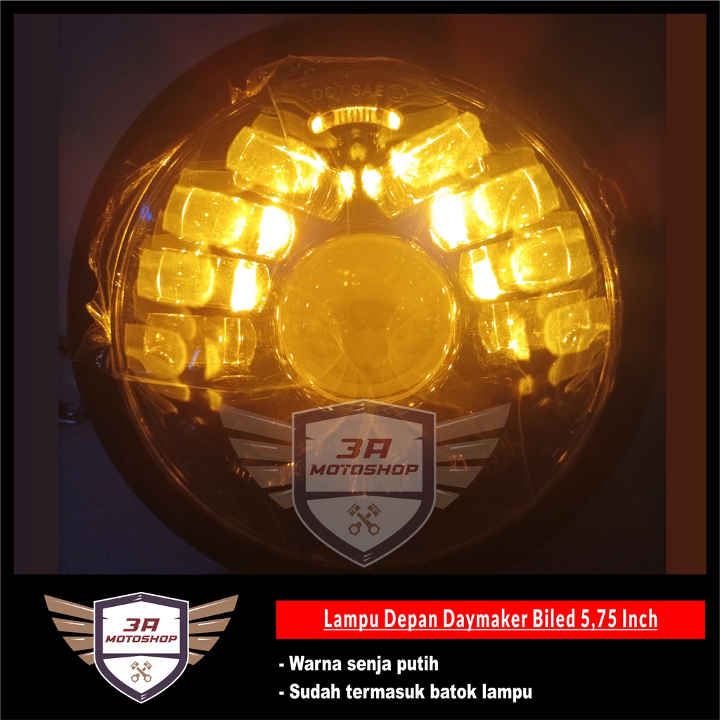 Lampu Depan Daymaker Biled 5,75 Inch + Batok Lampu Hitam Doff