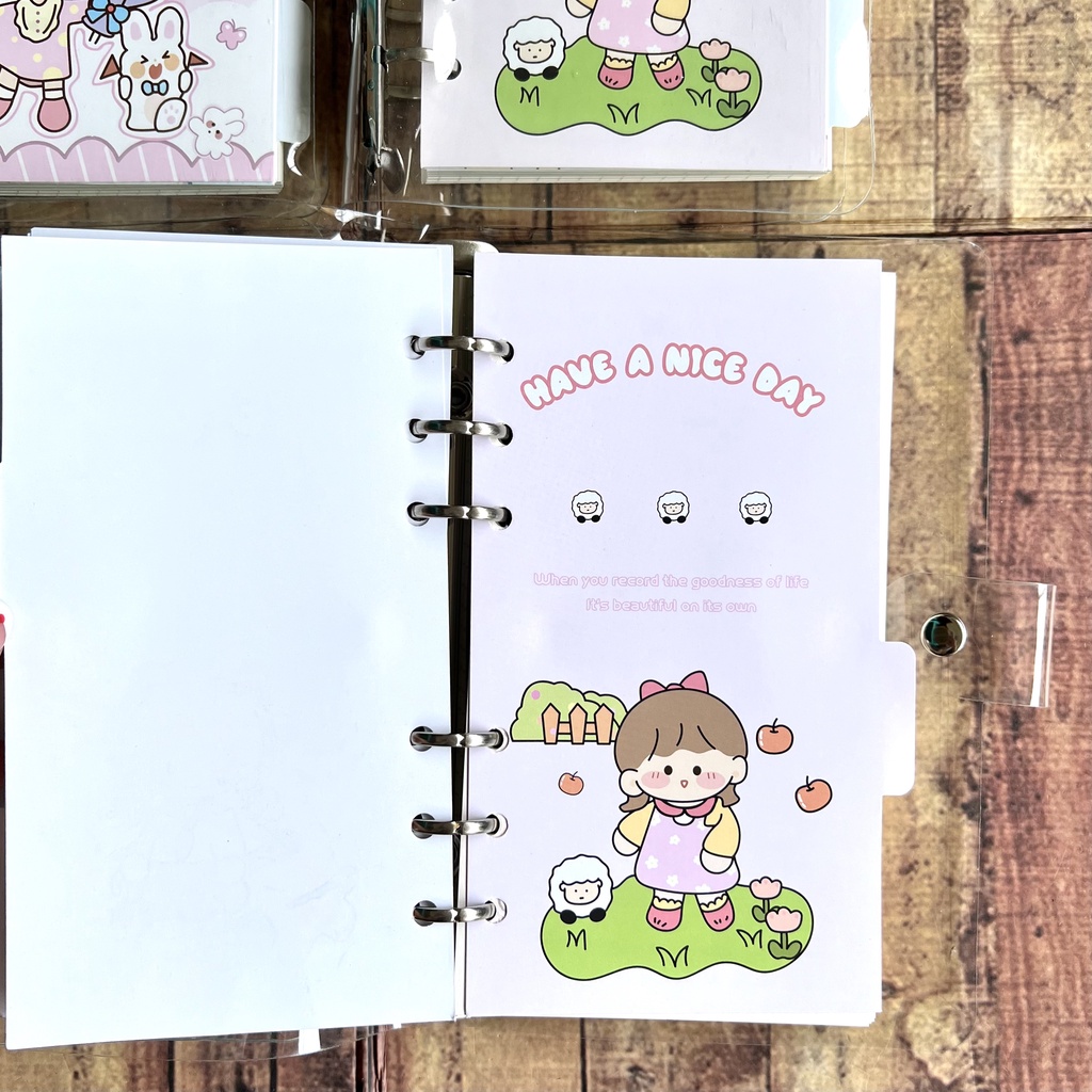 Binder A6 + Isi Karakter Lucu - Binder Cute DIY Planner - Diary Jurnal - Journal - Agenda Organizer Soft Cover