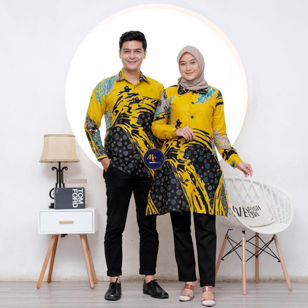 Batik Couple (MCbatik) - Batik Couple Tunik Busui Friendly/Full Kancing Depan Kemeja  Ready Seragam Kantor M L XL XXL Jumbo