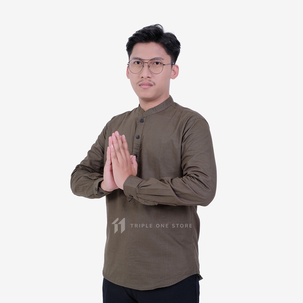 Baju Koko Lengan Panjang Warna Green Army Polos Murah