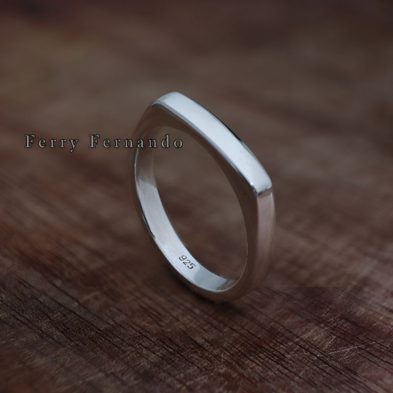 Cincin Pria Signet polos Perak Asli 925 Cp.29