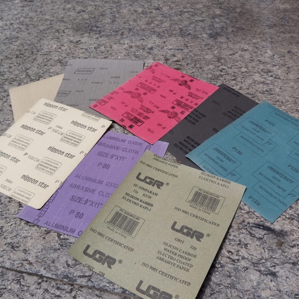 Amplas Lembaran poles duco kertas campuran all merk murah grit lengkap 40-2000 cuci gudang
