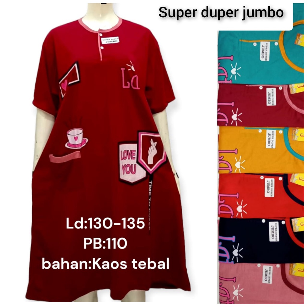 Daster kaos super jumbo Ld 130 cm bumil busui daster XXXL