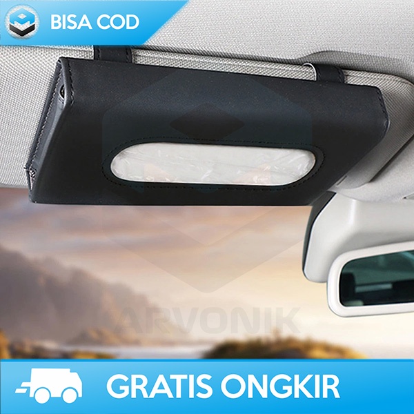 TEMPAT TISSU GANTUNG SUNVISOR MOBIL WADAH ORGANIZER JEPIT BAHAN KULIT