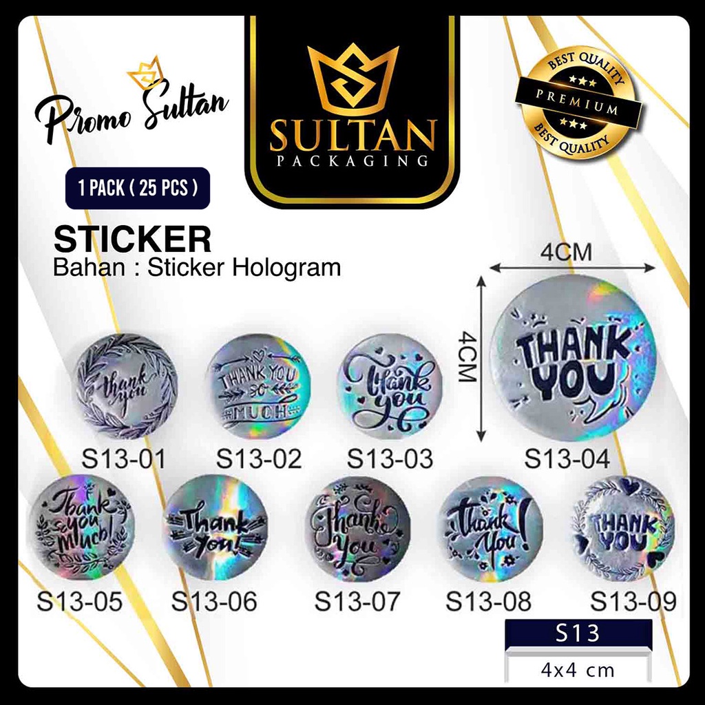 

Sticker - Label Sticker Thank You Hologram - Sticker Ucapan Terimakasih isi 25 Pcs - S13