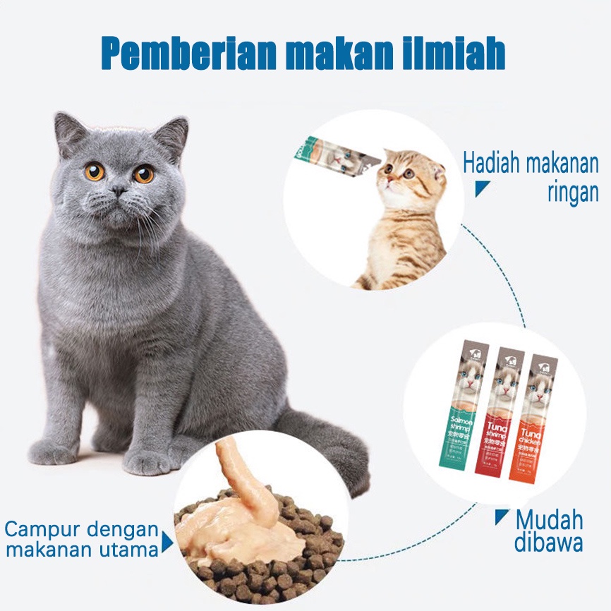 【Cat7】 PEIEN Cemilan Kucing Meo Snack Hewan Peliharaan Cat Snack 15g/Strip Creamy Treats untuk Anak Kucing dan Kucing Dewasa Creamy Snack Kucing