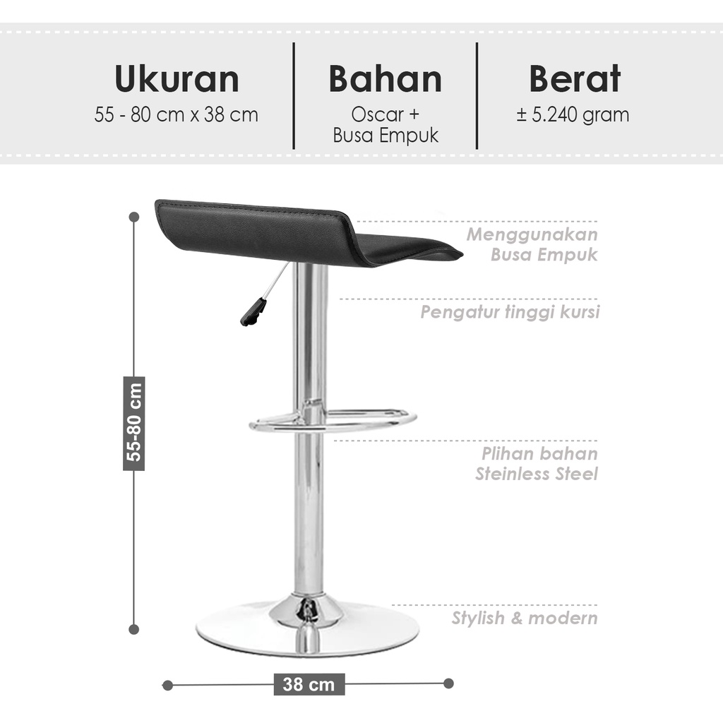 Kursi Bar Dan Cafe High Quality Multifungsi -  FC-3