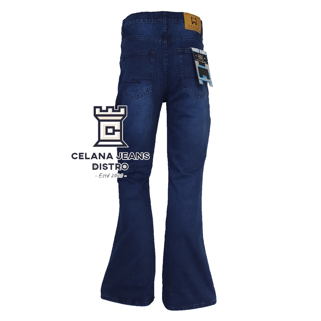 Celana Jeans Panjang Semi Cutbray Biru Gelap Pria Distro Moku