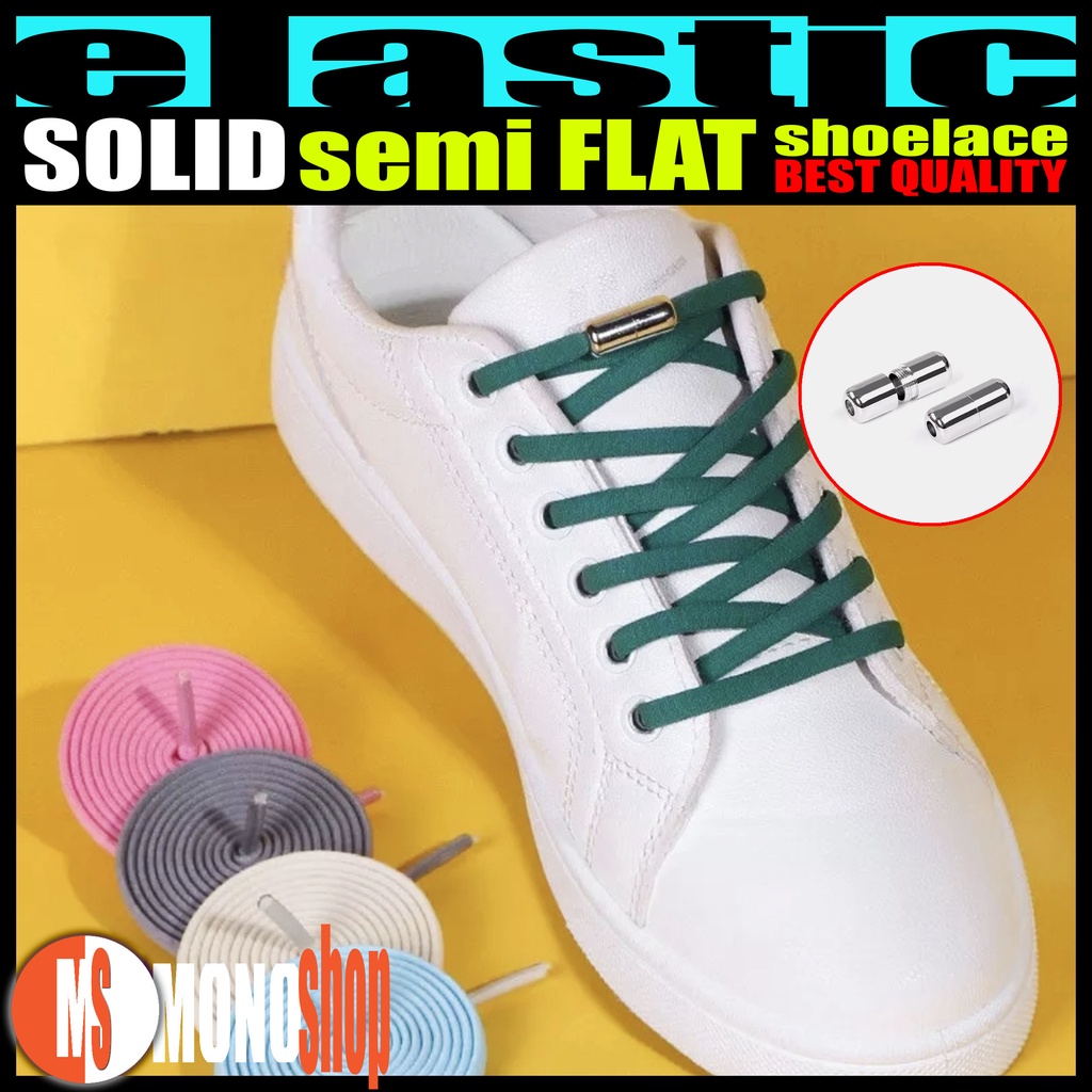 high quality elastic shoelace semi flat dengan metal capsule lock