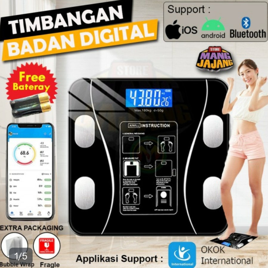 Timbangan Badan Digital Body Fat Mass Monitor Smart Weight Scale/TOP GOOD