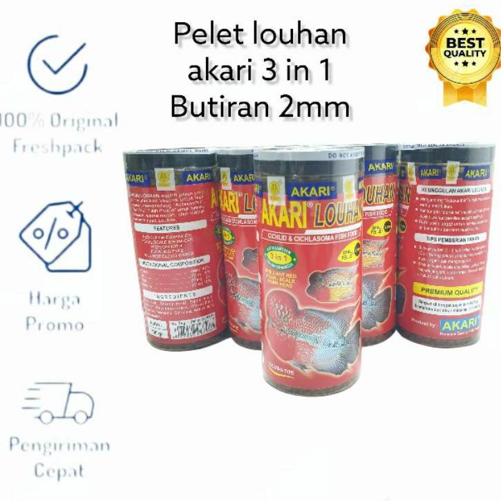 【Penjualan Terbaik】✅COD Akari Louhan 3 in 1 Makanan Pakan Pelet Ikan Louhan Lohan 100 Gram Pelet Ika