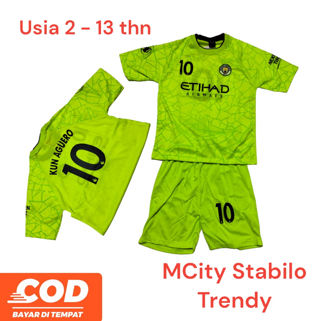 COD / SETELAN BAJU BOLA TERBARU 2023 KAOS ANAK LAKI LAKI TERMURAH PAKAIAN OLAHRAGA SEPAKBOLA KAOS FUTSAL PRIA MCITY STABILO NEW