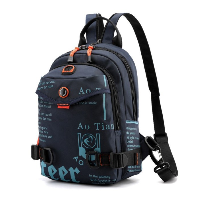 Tas Ransel Pria Tas Ransel Mini Pria Tas Pria Punggung USB Charger - Biru(L7K4) IMPORT tas punggung 