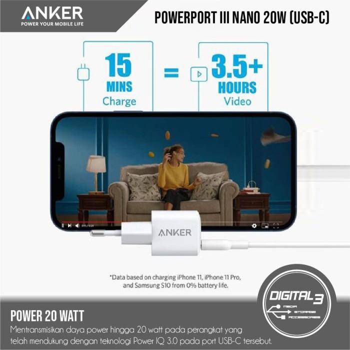 Anker Adaptor PowerPort III Nano 20W USB-C Super Fast iPhone13 - A2633